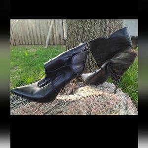 Miss Sixty Black Leather Ankle Boots
